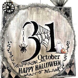 Spooky October 31st  Custom  Vintage Inspired  Halloween  Door or Wall Decor